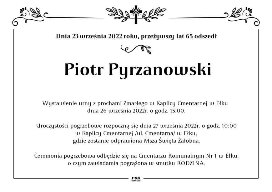 Piotr Pyrzanowski - nekrolog